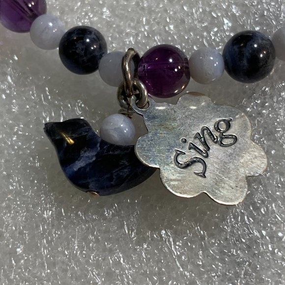 Carolyn Pollack .925 Sterling Amethyst Necklace With Sing Bird Charms. (411) - Picture 6 of 6